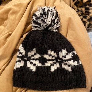 black and white winter hat
